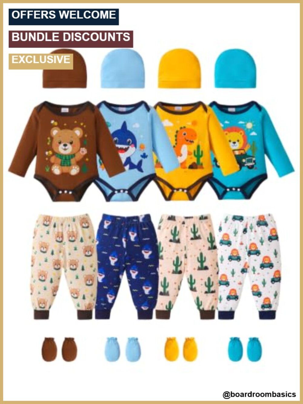 Baby 20 Piece Clothing Set Bodysuits Pants Hats Mittens 0-18 Months
